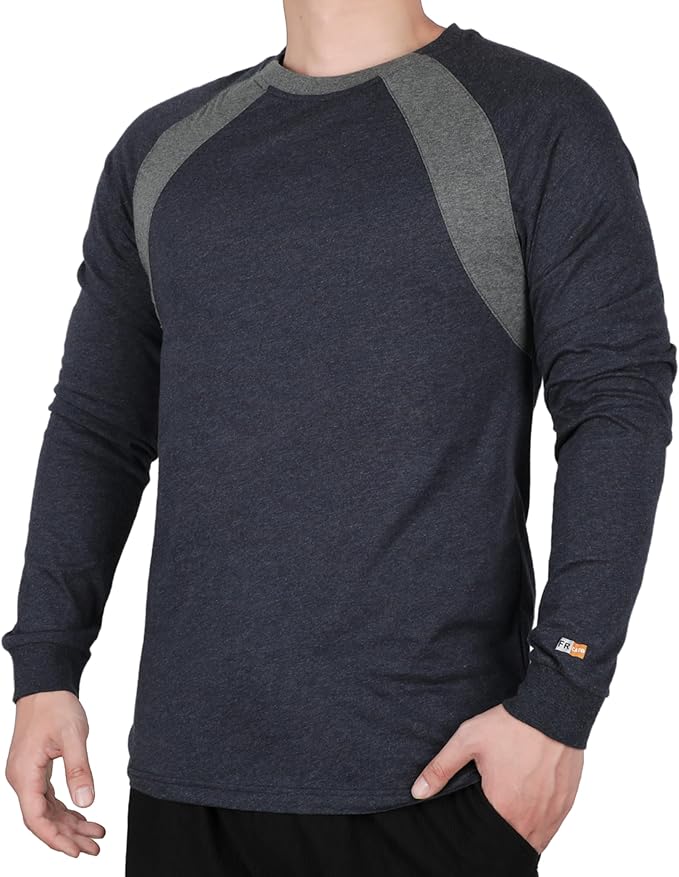 KONRECO FR Shirts for Men Summer Two Tone 4oz Lightweight Flame Resistant/Fire Retardant CAT1 Work T-Shirt Baselayer