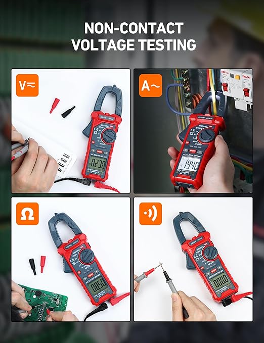 AstroAI Digital Clamp Meter Multimeter 2000 Counts Amp Voltage Tester Auto-ranging with AC/DC Voltage, AC Current, Resistance, Capacitance, Continuity, Live Wire Test, NCV, Blue (Pack of 2)