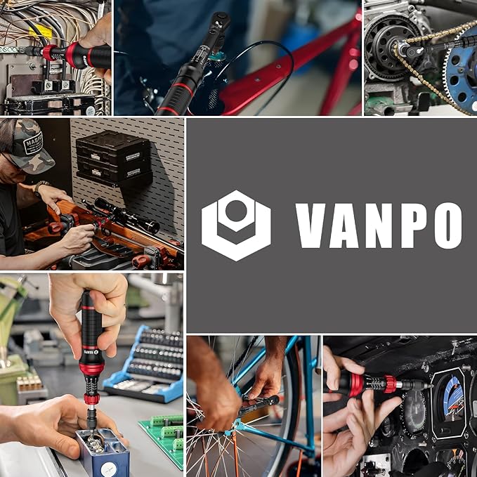VANPO 49-Pc Torque Screwdriver & Wrench Set | 10-70 in-lb & 1-12Nm Dual Range | S2 Steel Bits & Sockets for MTB Carbon Bikes, Firearm Optics, Scope Mounting & Professional DIY Repairs