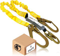 KwikSafety - Charlotte, NC - Python [4 Pack] External Shock Absorber Double Leg 6ft Safety Lanyard OSHA ANSI Fall Protection Restraint Equipment Hook Connectors Construction Arborist Roofing