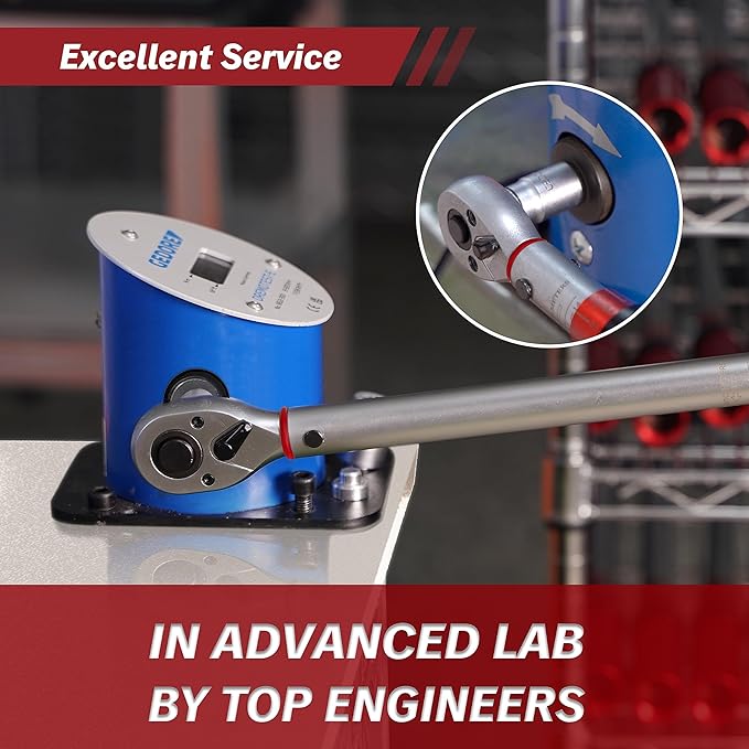 Thorstone Torque Wrench 1/2 drive, 10-150 FT-LB/13.6~203.5 Nm click torque wrench, ±2% Clockwise High Accuracy 1/2 Drive Adjustable Click Torque Wrench, Dual-Direction and Dual Range Scales