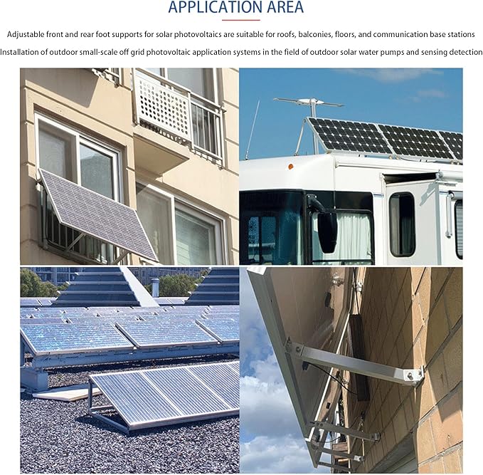 4 Set Solar Panel Mounting Bracket Foot,Aluminum Alloy Solar PV Front Support Solar Panel Bracket Support Feet Suitable for Gird Roof Installation