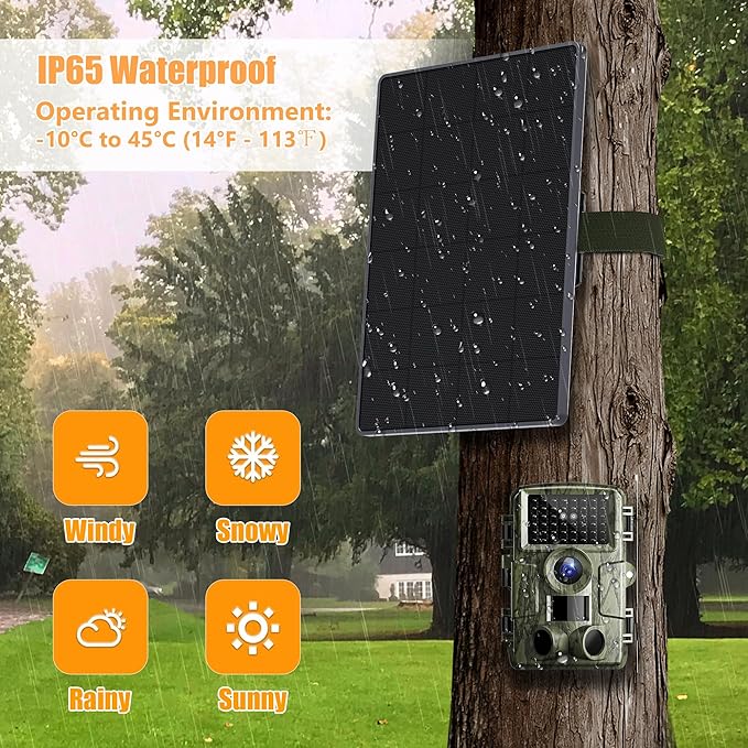 Trail Camera Solar Panel,6W Solar Battery Charger Kit 6V/2A 9V/1.5A 12V/1A with 6000mAh Battery for Hunting Camera,IP65 Waterproof Hunting Accessory,1.7/2.1/1.35mm DC Connectors for Trail Cam