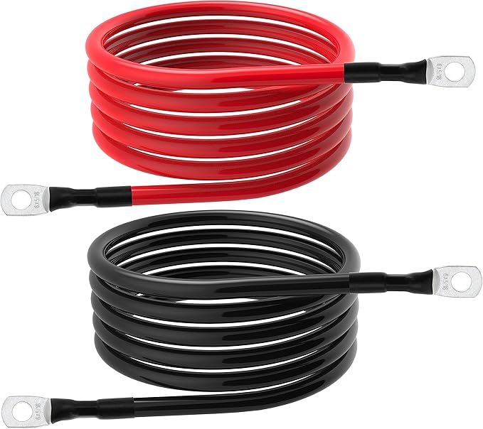 6 AWG Battery Cable 6AWG Gauge Battery Inverter Cables for Automotive Solar Marine Boat RV Car Motorcycle (6 AWG, 5FT, 5/16")
