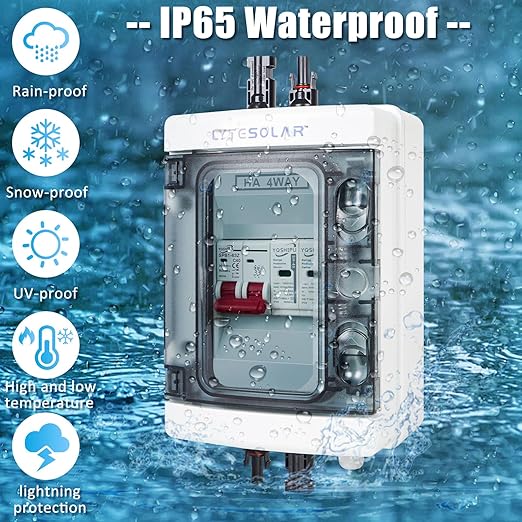 1 String 1000V PV Combiner Box 1 in 1 Out, Single String 40A DC Circuit Breaker with Solar Disconnect Function, Surge Protection, IP65 Weather-Resistant Enclosure