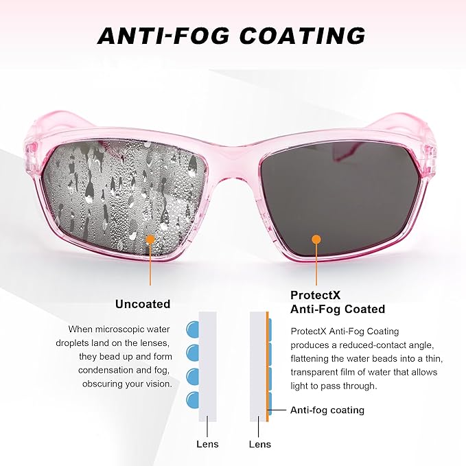 ProtectX Classic Safety Glasses, Anti-Fog Scratch Resistant Lenses, Protective Eyewear for Work, Indoor/Outdoor, ANSI Z87.1