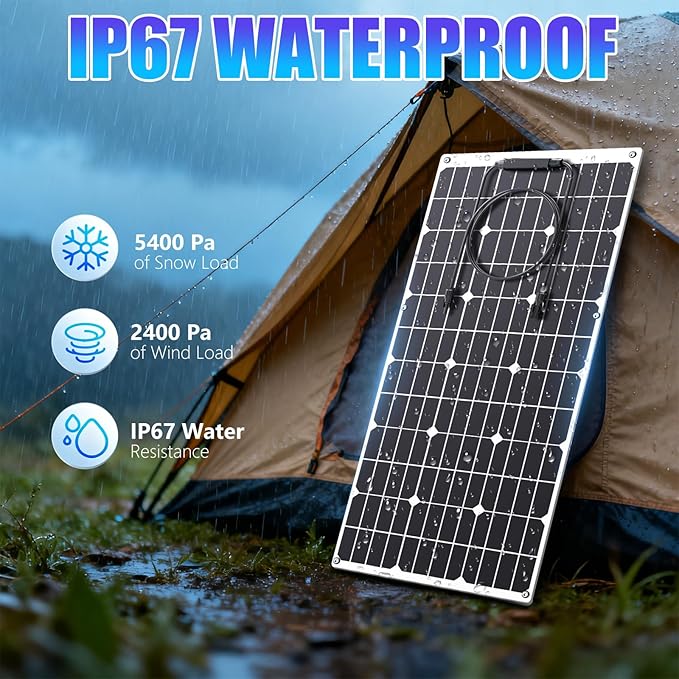 KEPEAK 100W Solar Panel Flexible, Ultra Lightweight 100 Watt Flexible Solar Panel for RV, Waterproof Monocrystalline RV Solar Panel for Off-Grid Marine Camping Van Boat Trailer