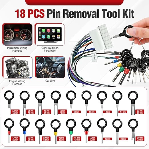Automotive Tools Electrical Disconnect Pliers & Connector Separator with 18-Piece Terminal Removal Tool Kit for Car Wiring, Battery Terminals and Spark Plug Wires