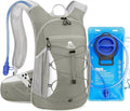 Hydration Backpack with 2L Water Bladder - Lightweight 15L Daypack with Phone-Sized Hip Belt Pockets, Anti-Chafe Cotton Edging & No-Bounce Straps - Small Water Backpack for Hiking, Running, Skiing