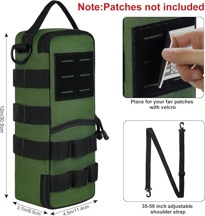 Heavy Duty Small Tool Bags for Men with Carabiner,Tactical Tool Pouch Bag,Portable Utility Tools Storage Organizer Case with Shoulder Strap for EDC,Motorcycle,Camping,Road Trip,Electricians,Green