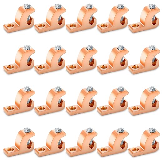 OHLECTRIC Lay in Lugs Grounding Connectors (20 Pack) Grounding Swimming Pool Lay in Connector - Pool Bonding Lugs, Ground Wire Lugs for 4-14 Wire Range - Quality Copper Wire Lugs for Conduits