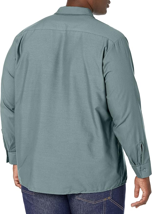 Red Kap Men's Long Sleeve Industrial Work Shirt | Moisture Wicking Button Up, Wrinkle Resistance Fights Fading & Stains