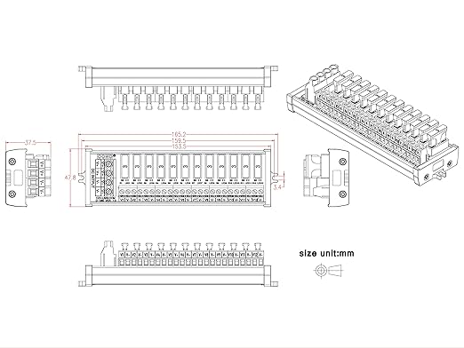 DC Power Fuse Distribution Strip Module (12 Position, Screw Mount)