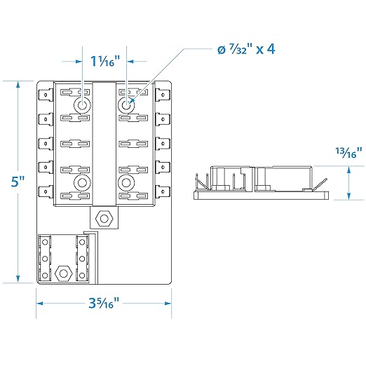 Seachoice Fuse Block ATO/ATC, 10 Gang Ground Bar 12V