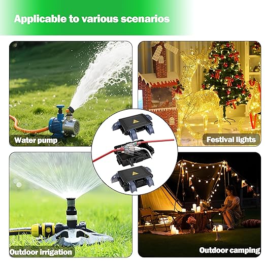 Small Outdoor Electrical Box (Inner 7.3 * 5.1 * 1.6) with Clear Waterproof Shield,Waterproof Extension Cord Cover,Weatherproof Connection Box with 4 Cable Entry for Plug,Connector(2PCS,Black)
