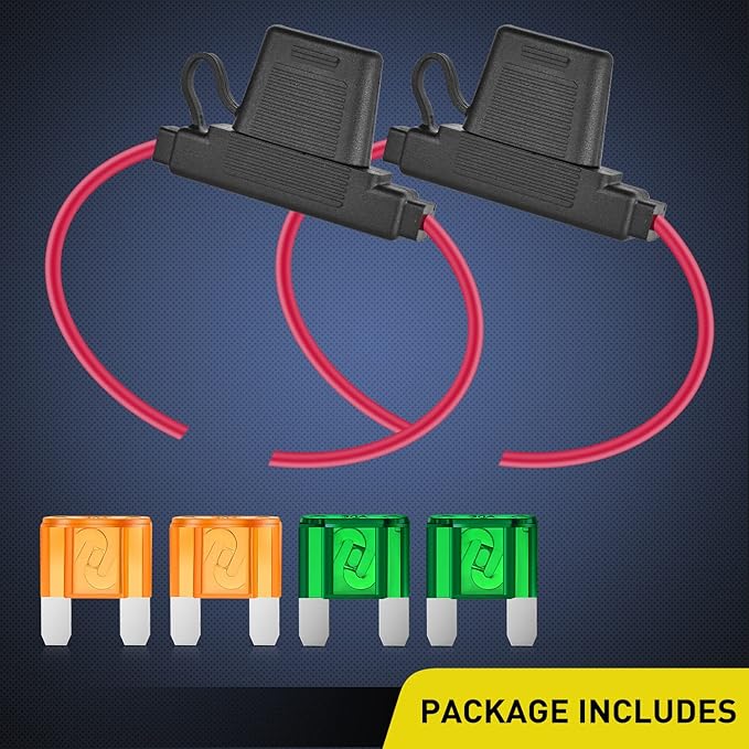 Nilight 2PCS Inline Maxi Fuses Holder 10 Gauge AWG Tin Plated Copper 12V Holder 30A 40A Maxi APX IP67 Waterproof Maximum 60A Fuse Link for Car Truck Marine Boat