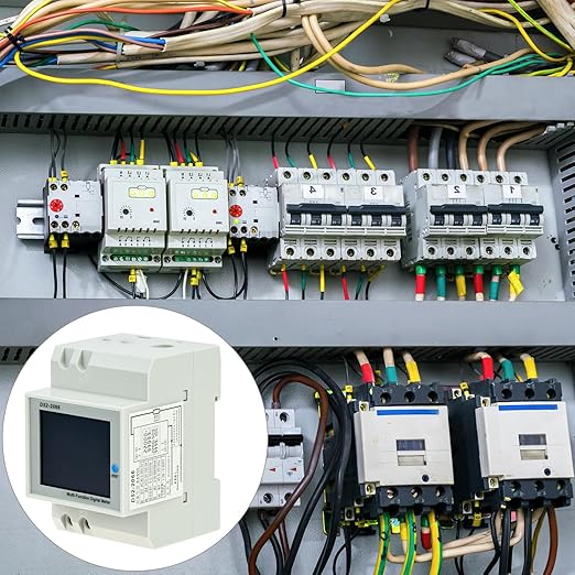 QWORK Digital DIN Rail AC Power Meter 40-300V 100A 6-in-1 Monitor – HD Color LCD Display for Energy Voltage Current & Wattage – Ideal for Home Distribution Box Solar Inverter & RV