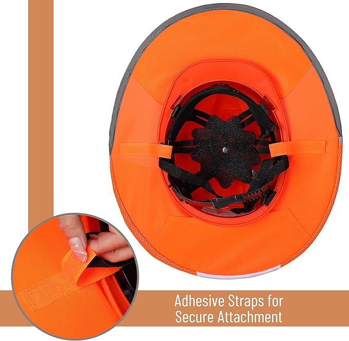UNCO- Hard Hat Sun Shield, 2 Pack, Orange, Full & Standard Brim Mesh Sunshade High Visibility Reflective, Hard Hat Accessories
