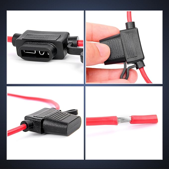 Nilight 10 Pack NI-FH01 Inline Holder 14AWG Wiring Harness ATC/ATO 30AMP Blade Automotive Fuse Holder-10, 2 Years Warranty