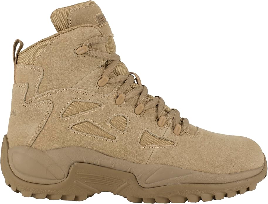 Reebok Men's Rb8694 Rapid Response Rb Composite Toe 6" Tactical Stealth Boot Sidezipper Desert Tan Military & Tactical Boots