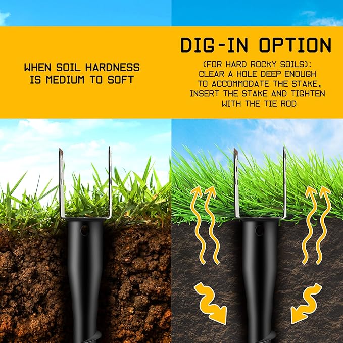 Hicarer 6 Set No Dig Ground Anchor U Model Screw in Post Stake Fence Spike, Fits Standard 4 x 4'' Post (4.6 x 4.6 Inch Actual), for Mailbox and Fence