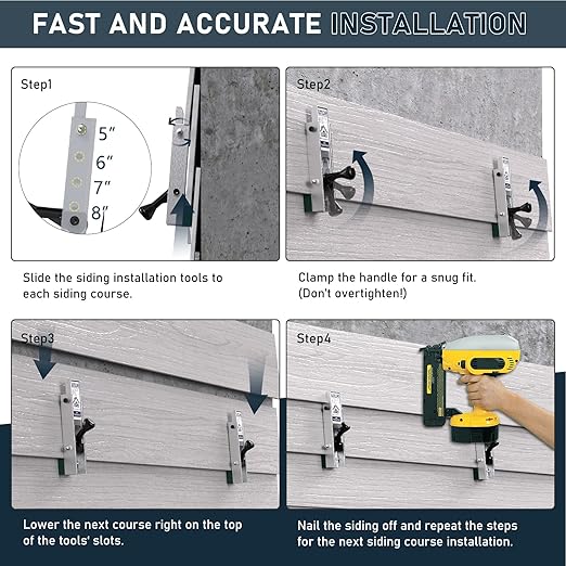 Siding Installation Tools, Siding Mounting Kit for Use with 5/16-Inch Fiber Cement Sidings, Sidings Tools with Adjustable Reveals, Aluminum Body, 2 Pac