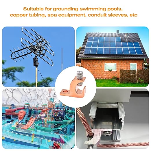 Copper-Aluminium Alloy Clad Technology Lay in Connector, Swimming Pool Bonding Grounding Lay-in Lug (10PCS, Thicker Lay-in-Lug1/0-14awg)
