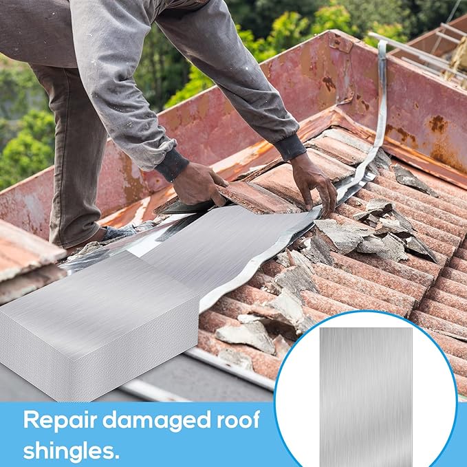 Therwen 120 Pcs 5 x 7 Inch Flashing Aluminum Sheet Roof Flashing Metal Roof for Shed Weatherproofing Areas Around Chimneys or Skylights (Silver)