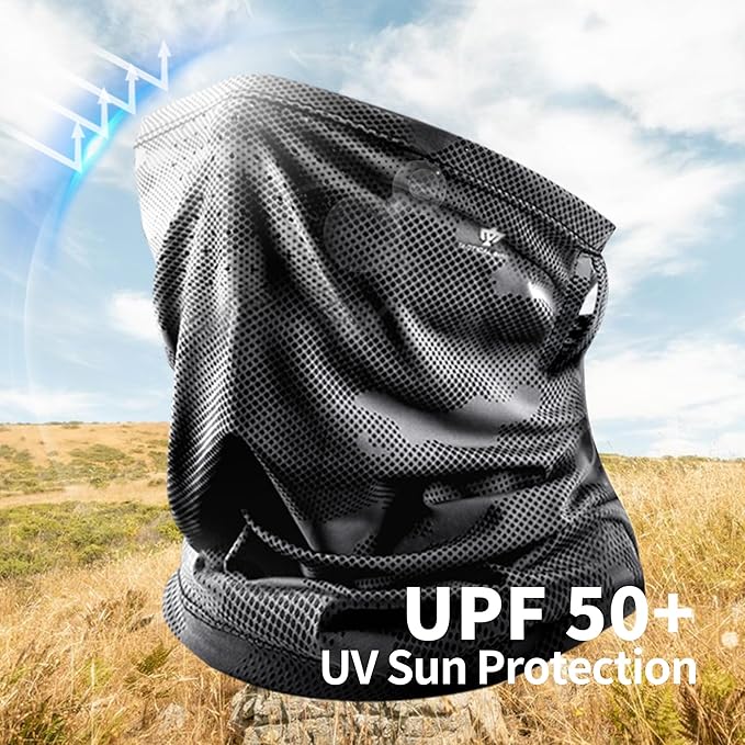 Summer UV Protection Cooling Neck Gaiter Face Clothing Neck Gaiter Mask Scarf Sunscreen Breathable(White/Black)