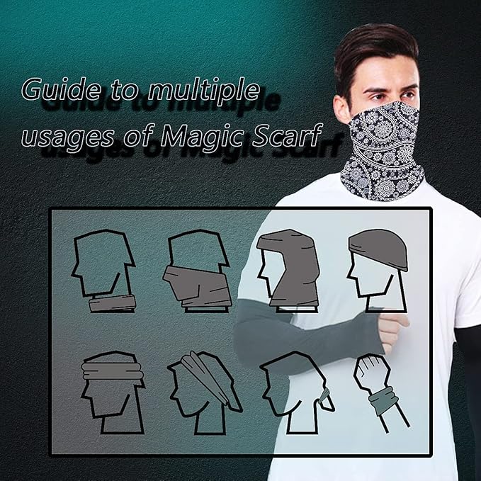 Neck Gaiter Face Cover Bandana Mask Scarf, Breathable Sun& Dust-proof for Cycling Running Fishing Hiking