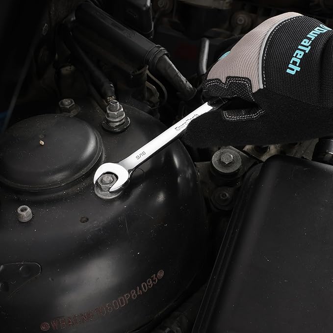 DURATECH 9/16" Ratcheting Combination Wrench, SAE, 72-Tooth, 12-Point, CR-V Constructed with Mirror Polish