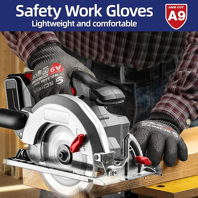 Schwer ProGuard High Level Cut Resistant Work Gloves PR3326 for Extreme Protection，ANSI A9 Cut Gloves with Reinforced Thumb, Non Slip, Breathable, Durable, Touch-screen,12 Pairs, Black (S)