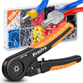 Preciva Ferrule Crimping Tool Kit, Hexagonal Ratchet Wire Crimp Pliers for AWG 28-7with 1250PCS Single & Twin Ferrules Connectors