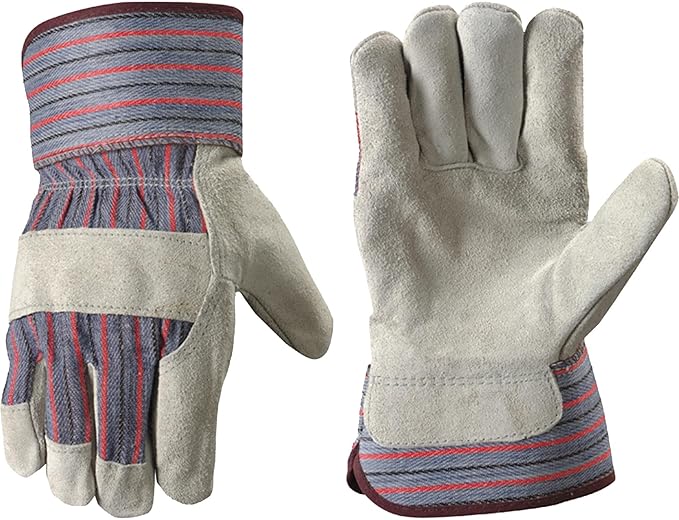 Wells Lamont Men's Leather Palm Work Gloves with Heavy Duty Reinforced Palm, Large (12T)