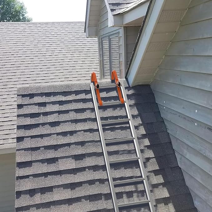 2 Pack Heavy Duty Ladder Roof Hook with Wheel Rubber Grip T-Bar for Damage Prevention,500 lbs Weight Ratin,Fast & Easy to Access Steep Roof