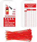 160 Sets Fire Extinguisher Tags with Adjustable Wire Ties Monthly Inspection Record Tags for Indoor Outdoor 4.2 x 2.1 Inch