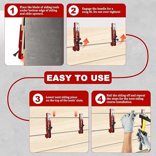 Siding Installation Tools, Siding Mounting Kit, Compatible with 5/16-Inch Fiber Cement, Lap Side Gauge/Clamps with Adjustable Reveals (Red)