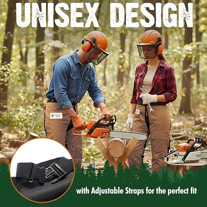 FORESTER Chainsaw Chaps for Men & Women | Apron-Style Chaps with Pocket & Adjustable Waist | Chainsaw Safety Equipment