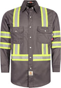 BOCOMAL FR Shirts for Men Hi Vis High Visibility 6.5oz Lightweight Type O Flame Resistant Refective Safety Shirt