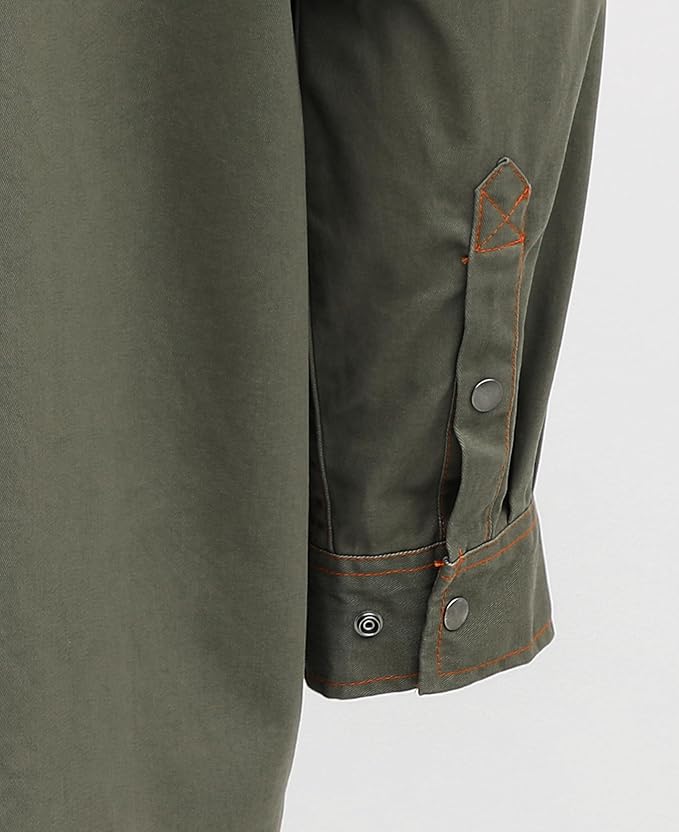 BOCOMAL FR Shirts for Men Snaps Down 7.5oz Water Repellent Fire Resistant Welding Jackets-NFPA2112 CAT2