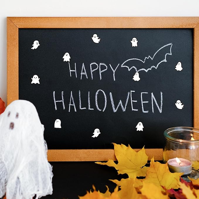 JarThenaAMCS 2400 Pcs Halloween Mini Sticker Ghost Paper Decals Black White Self-Adhesive Stickers for Envelopes Scrapbook Gifts DIY, 0.5 in