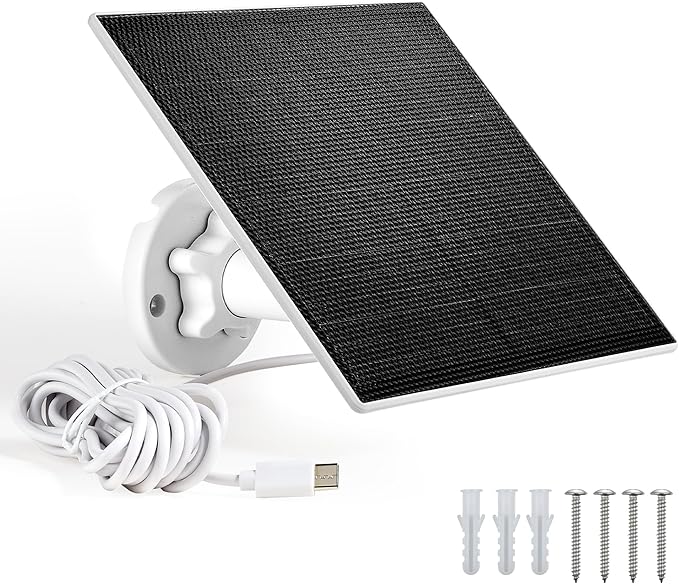 Solar Panel 5V 3W for Smart Bird Feeder and Outdoor Security Camera,IP65 Waterproof, 3m Charging Cable, Type-C Compatibility