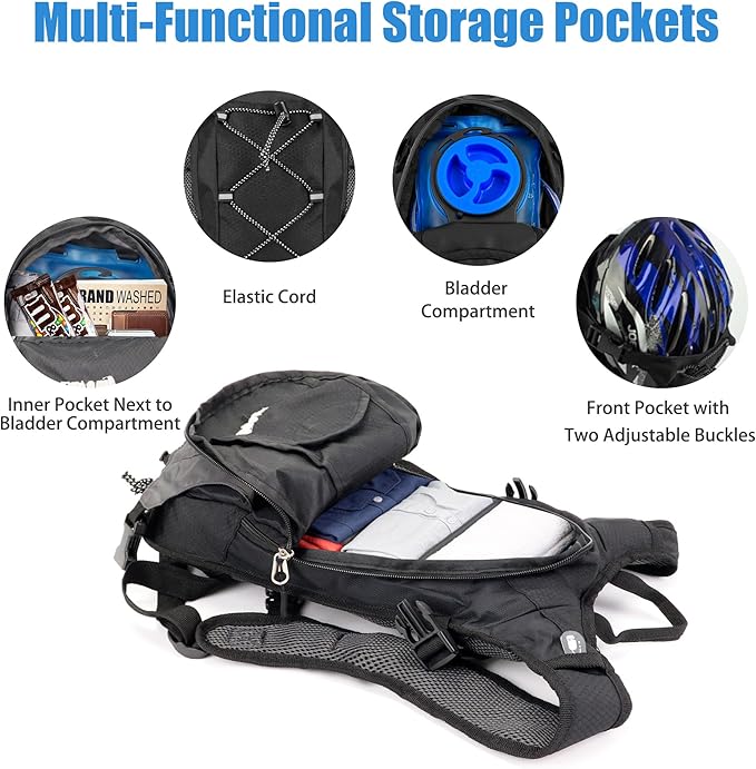 Zavothy Hydration Backpack with 2L Hydration Bladder Water Backpack for Hiking Hydration Pack for Running Cycling Hiking