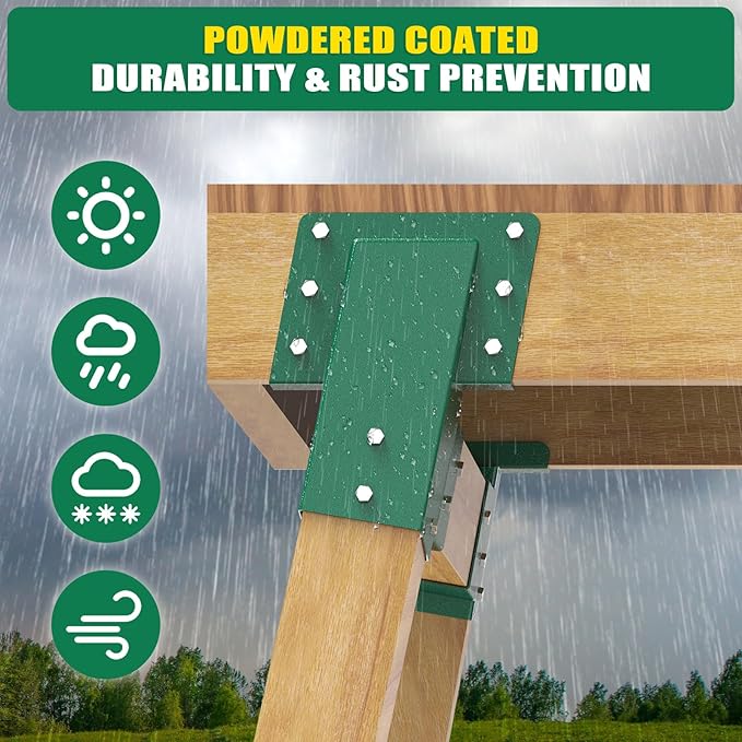 Dolibest Heavy Duty Deer Stand Brackets, 4x4 Compound Angle Bracket, Powder Coated Elevated Bracket for Outdoor Platforms, Deer Hunting, Shooting Shack, Observation Decks& Tree Houses (4Pack)