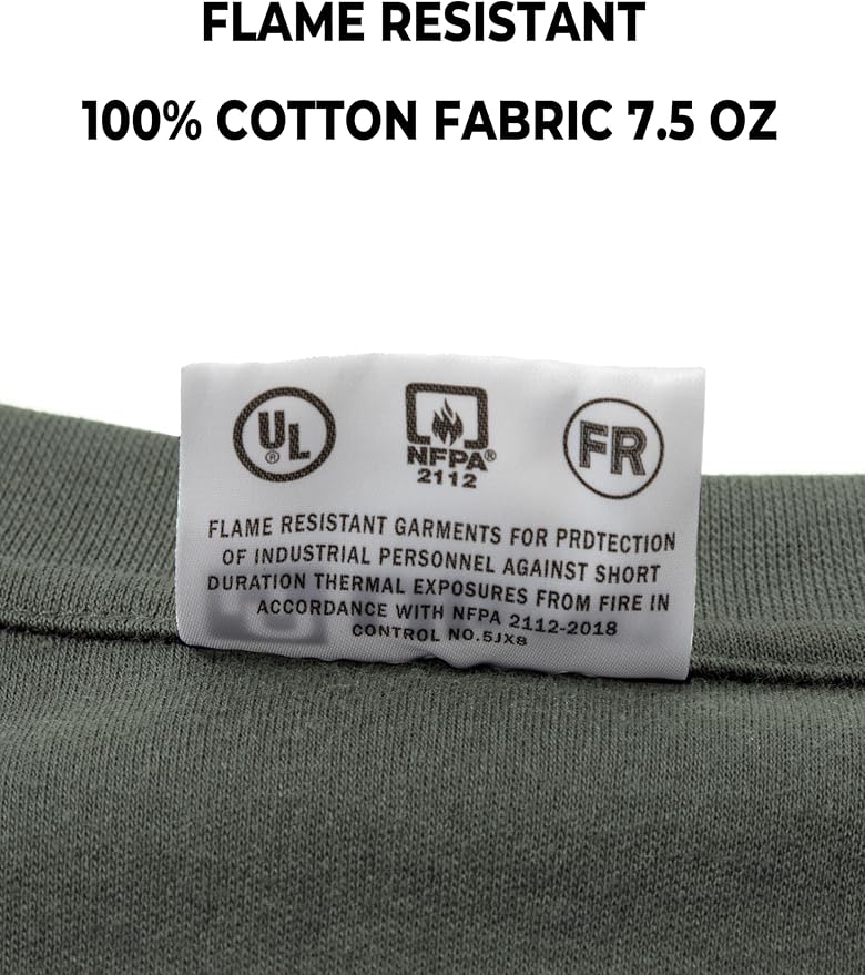Ubon FR Shirts for Men Welding Shirt Flame Resistant Long Sleeve Work Shirts 6.5 Oz FR Clothing