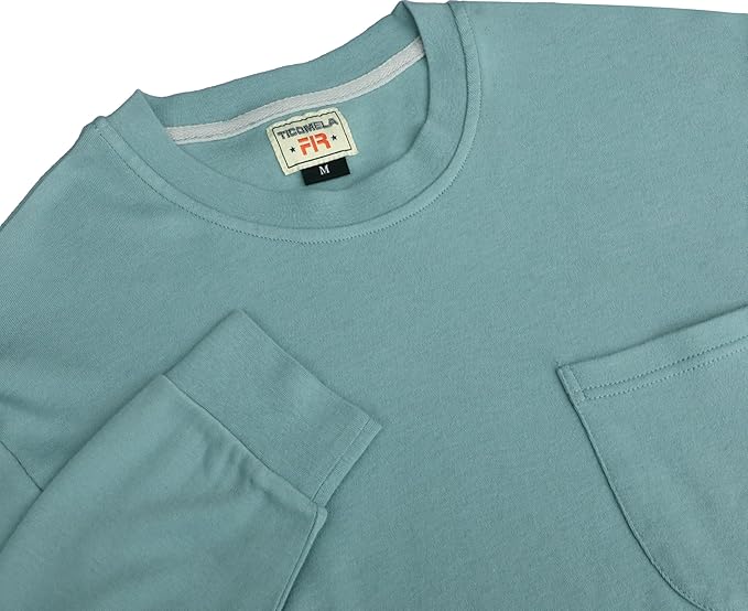 TICOMELA FR Shirts for Men Flame Resistant Shirt NFPA2112/CAT2 7oz Fire Retardant Men's Long Sleeve Henley Shirts