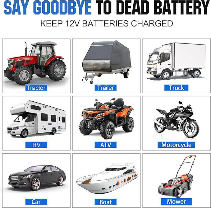 SOLPERK 10W Solar Panel，12V Solar Panel Charger Kit+8A Controller，Suitable for Automotive, Motorcycle, Boat, ATV, Marine, RV, Trailer, Powersports, Snowmobile etc. Various 12V Batteries. (10W Solar)