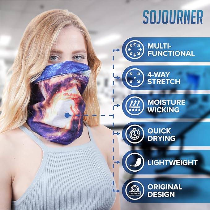 Sojourner Neck Gaiter, Bandana, Buff (9 Pack) - Face Cover for Men, Women, and Teens - Neck Warmer UV Sun Protection Gator