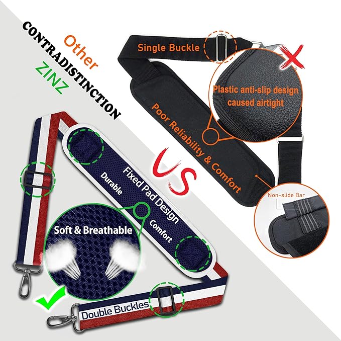 ZINZ Bag Shoulder Strap, Padded Adjustable Shoulder Strap Replacement