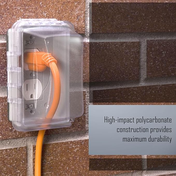 TayMac MM410C Single Horizontal/Vertical Mount 1-Gang Weatherproof In-Use Electrical Outlet Cover for Home Improvement,2.75 in,Clear,(Pack of 10)